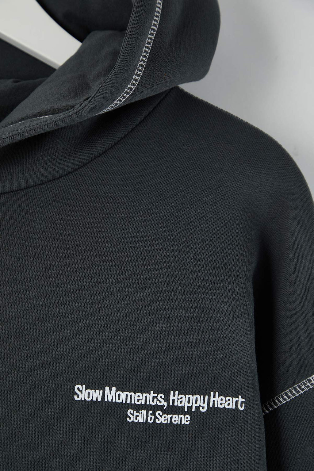 Teen Antrasit Baskılı Yıkamalı Overszie/Geniş Kalıp Kapüşonlu Örme Sweatshirt TWOAW26SW00173