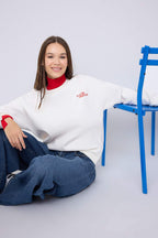 Teen Ekru Sırt Domates Baskılı Oversize/Geniş Kalıp Örme Sweatshirt TWOAW26SW00188