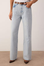 Açık Mavi Kemerli Yüksek Bel Wide Leg Palazzo Jeans TWOAW26JE00271