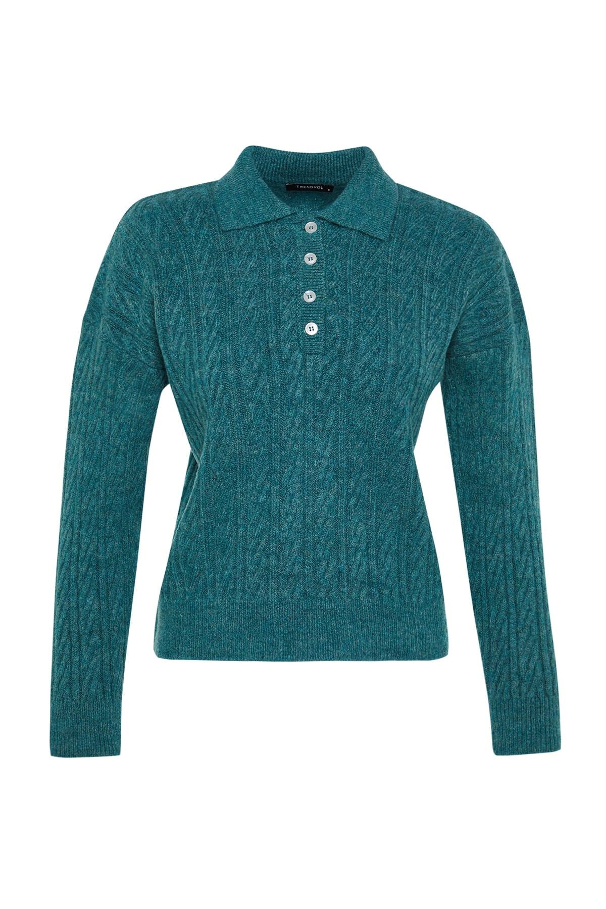 Trendyolmilla Mavi Geniş Kalıp Yumuşak Dokulu Triko Kazak TWOAW21KZ2635