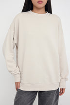 Trendyolmilla Zümrüt Yeşili Oversize/Bol Kesim Bisiklet Yaka Kalın Şardonsuz Örme Sweatshirt TWOAW26SW00029