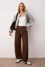 Trendyolmilla Siyah Barrel Kalıp %100 Pamuk Gabardin Pantolon TWOAW26PL00084