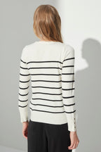 Trendyolmilla Mint Merserize Görünümlü Premium İplik / Özel İplik Çizgili Triko Kazak TWOAW23KZ01693