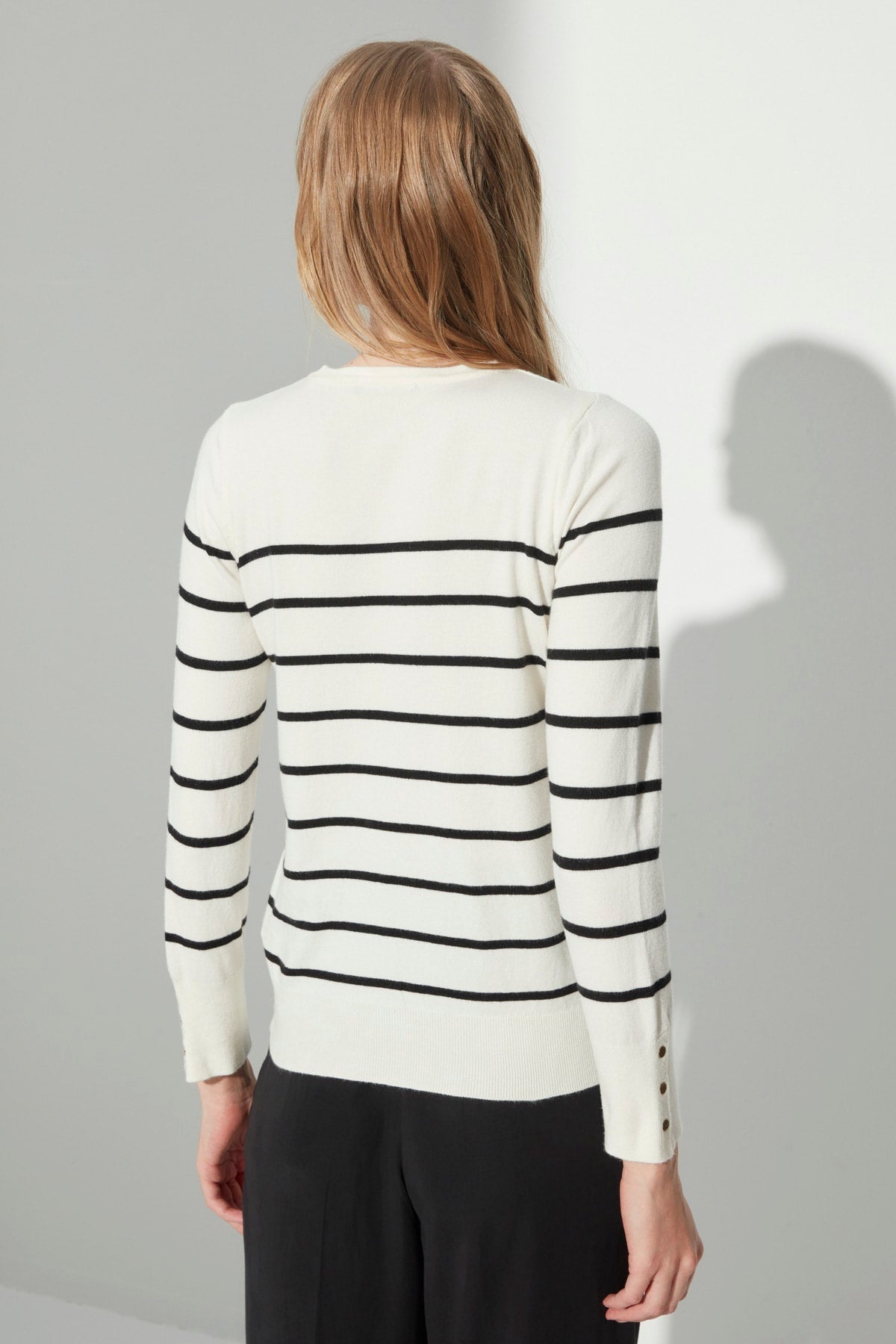 Trendyolmilla Mint Merserize Görünümlü Premium İplik / Özel İplik Çizgili Triko Kazak TWOAW23KZ01693