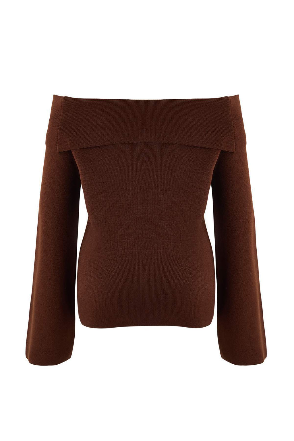 Trendyolmilla Kahverengi Gül Detaylı Carmen Yaka Triko Kazak TWOAW25KZ00373