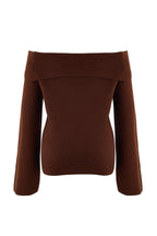 Trendyolmilla Kahverengi Gül Detaylı Carmen Yaka Triko Kazak TWOAW25KZ00373