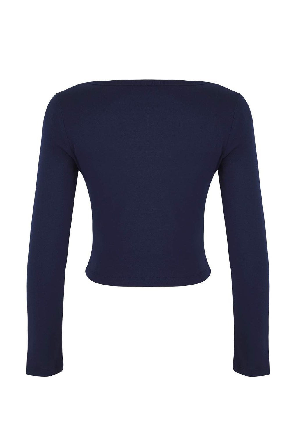 Trendyolmilla Lacivert-Gri 2'li Takım Asimetrik Yaka Düğmeli Vücuda Oturan Esnek Örme Bluz TWOAW26BZ00042