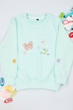 Trendyolmilla Lila Kız Çocuk Mevsimlik-İnce Kedi Desenli Örme Sweatshirt TKDAW25SW00008
