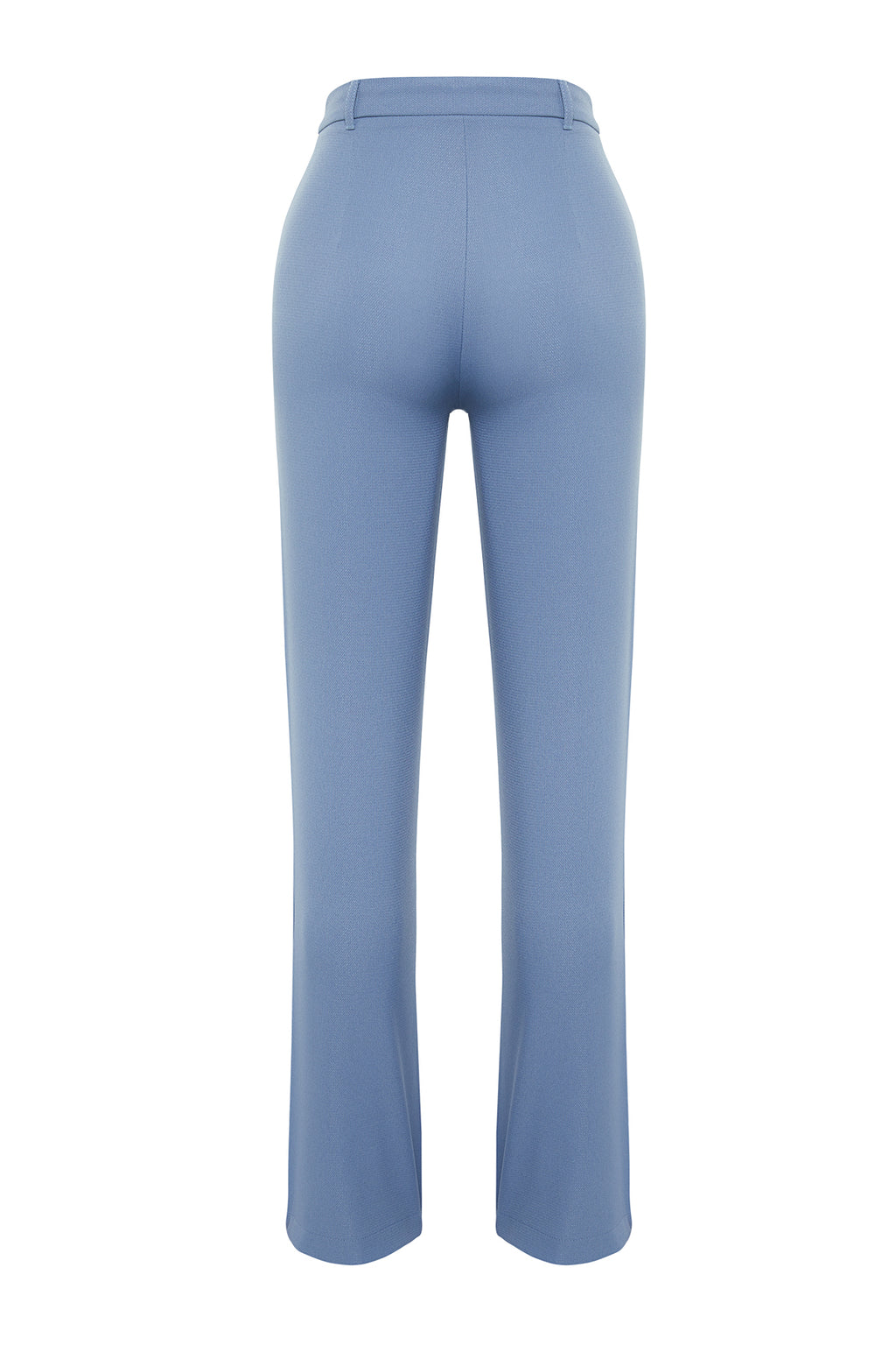 Trendyolmilla Indigo Straight/Düz Kesim Yüksek Bel Nervür Dikişli Dokuma Pantolon TWOSS21PL0093