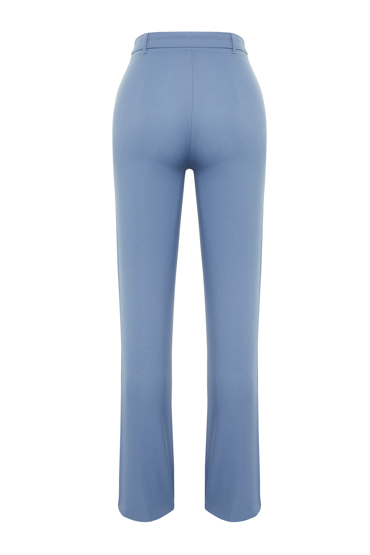 Trendyolmilla Indigo Straight/Düz Kesim Yüksek Bel Nervür Dikişli Dokuma Pantolon TWOSS21PL0093