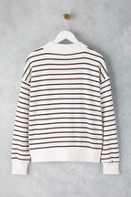 Trendyolmilla Zümrüt Yeşili Çizgili Oversize/Geniş Kalıp Örme Sweatshirt TWOAW26SW00102