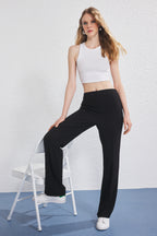 Trendyolmilla Siyah Arka Beli Lastikli Straight/Düz Kesim Dokuma Pantolon TWOSS25PL00102