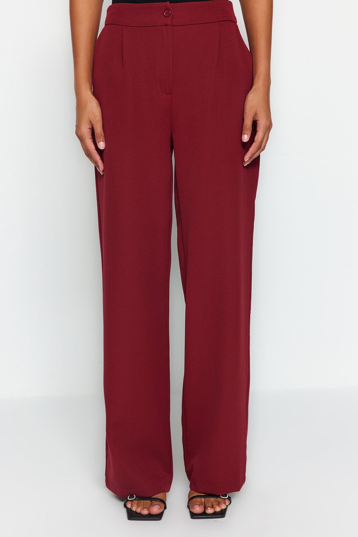 Trendyolmilla Lacivert Wide Leg/Geniş Paça Dokuma Kumaş Pantolon TWOAW22PL0139