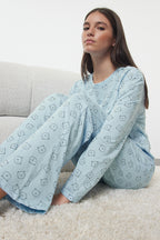 Trendyolmilla Bordo %100 Pamuklu Ayıcıklı Örme Pijama Takımı THMAW25PT00131
