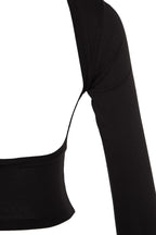 Siyah Derin Sırt Dekolteli Fitted/Vücuda Oturan Pamuklu Esnek Örme Bluz TWOAW24BZ00173