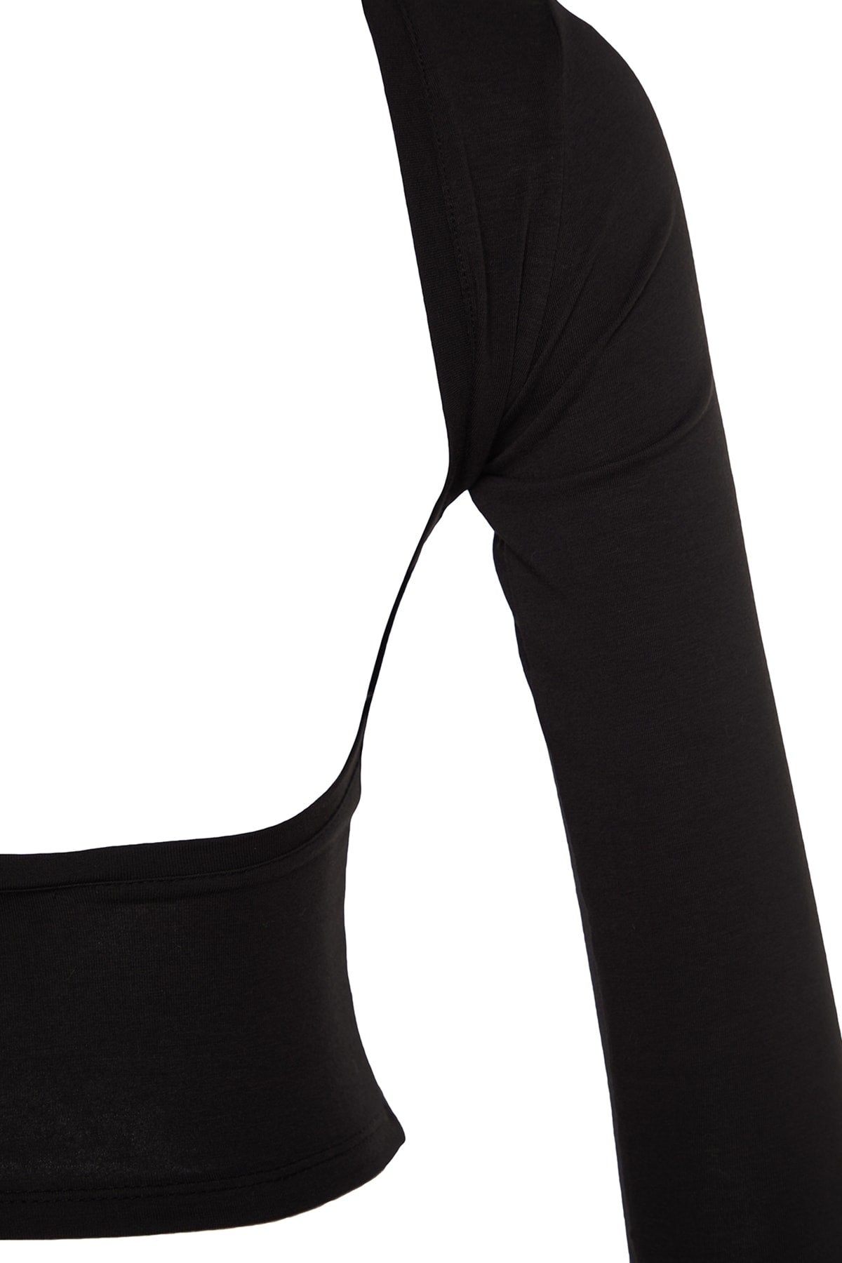 Siyah Derin Sırt Dekolteli Fitted/Vücuda Oturan Pamuklu Esnek Örme Bluz TWOAW24BZ00173
