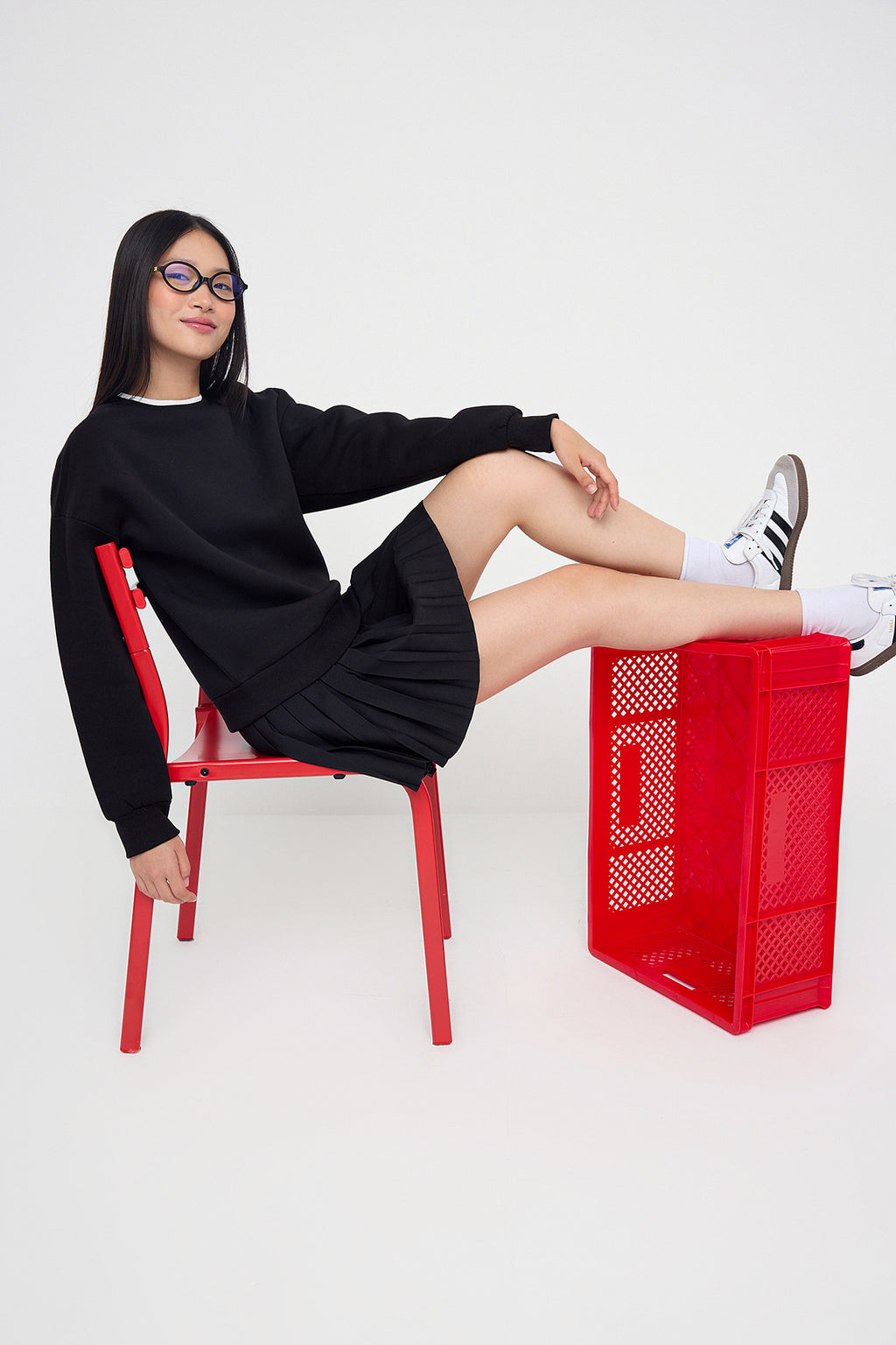 Trendyolmilla Açık Pembe Renk Bloklu Oversize/Geniş Kalıp Kalın Örme Sweatshirt TWOAW26SW00025