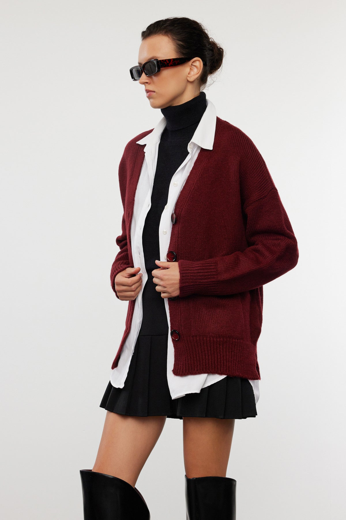 Trendyolmilla Bordo Basic Yumuşak Dokulu Triko Hırka TWOAW20HI0213 Secondary image