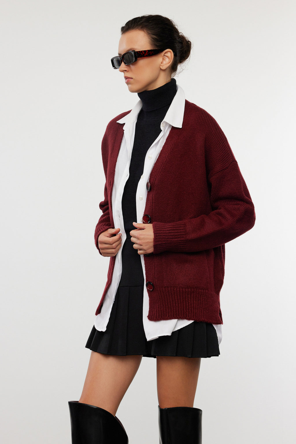 Trendyolmilla Bordo Basic Yumuşak Dokulu Triko Hırka TWOAW20HI0213