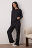 Trendyolmilla Siyah %100 Pamuklu Puantiye ve Kalpli Örme Pijama Takımı THMAW25PT00039