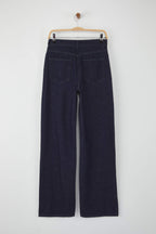 Özel Koleksiyon Koyu Mavi Kuş Gözü Bağlama Detaylı Yüksek Bel Wide Leg Jeans TWOAW26JE00042