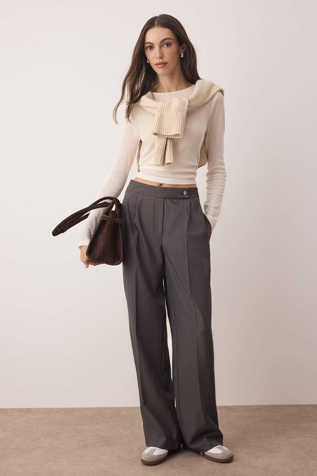 Trendyolmilla Siyah Wide Leg/Geniş Paça Yüksek Bel  Pantolon TWOAW26PL00036