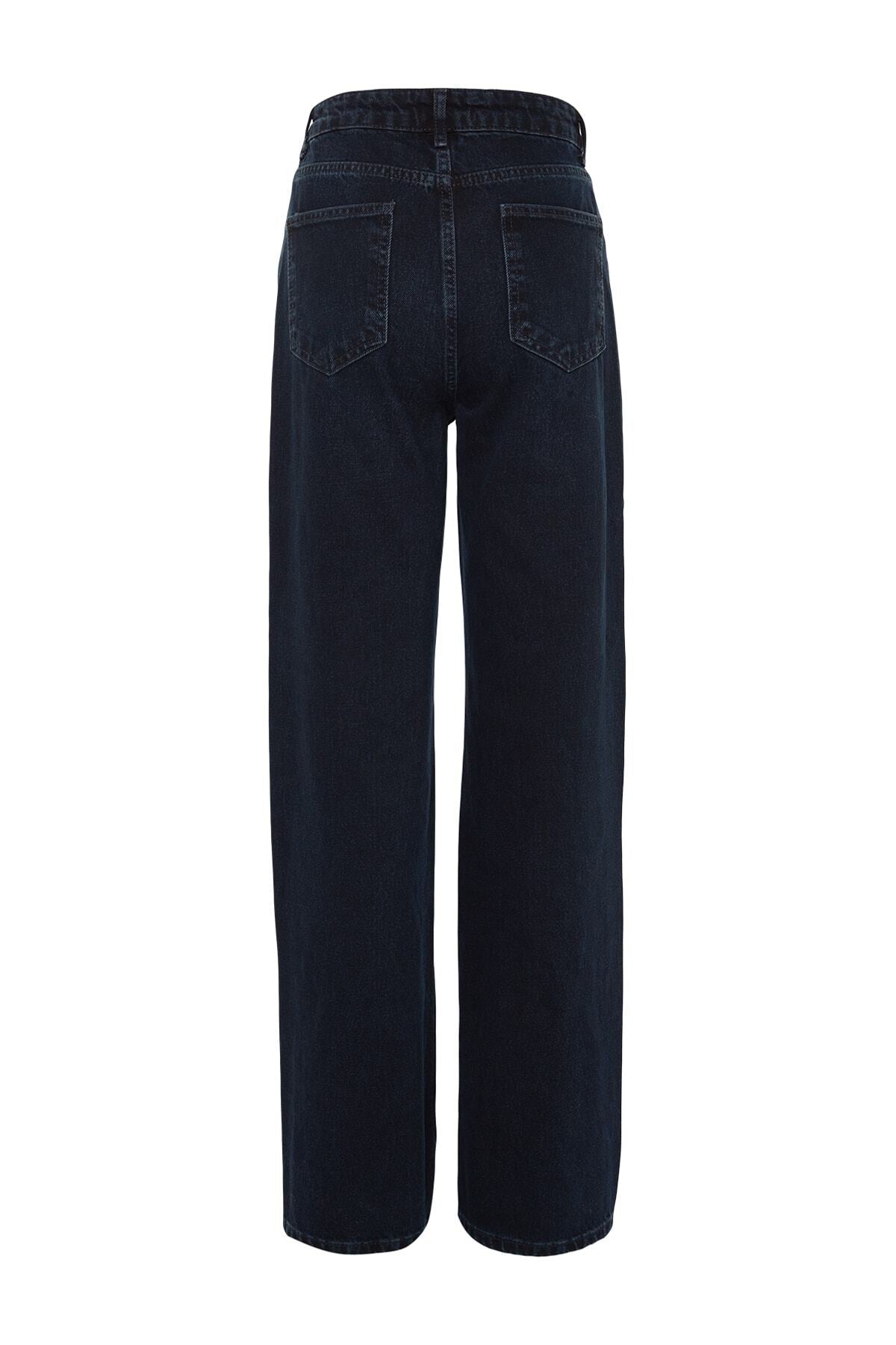 Trendyolmilla Mavi*002 Yüksek Bel Wide Leg Geniş Paça %100 Pamuk Non-Stretch Jeans TWOSS23JE00083
