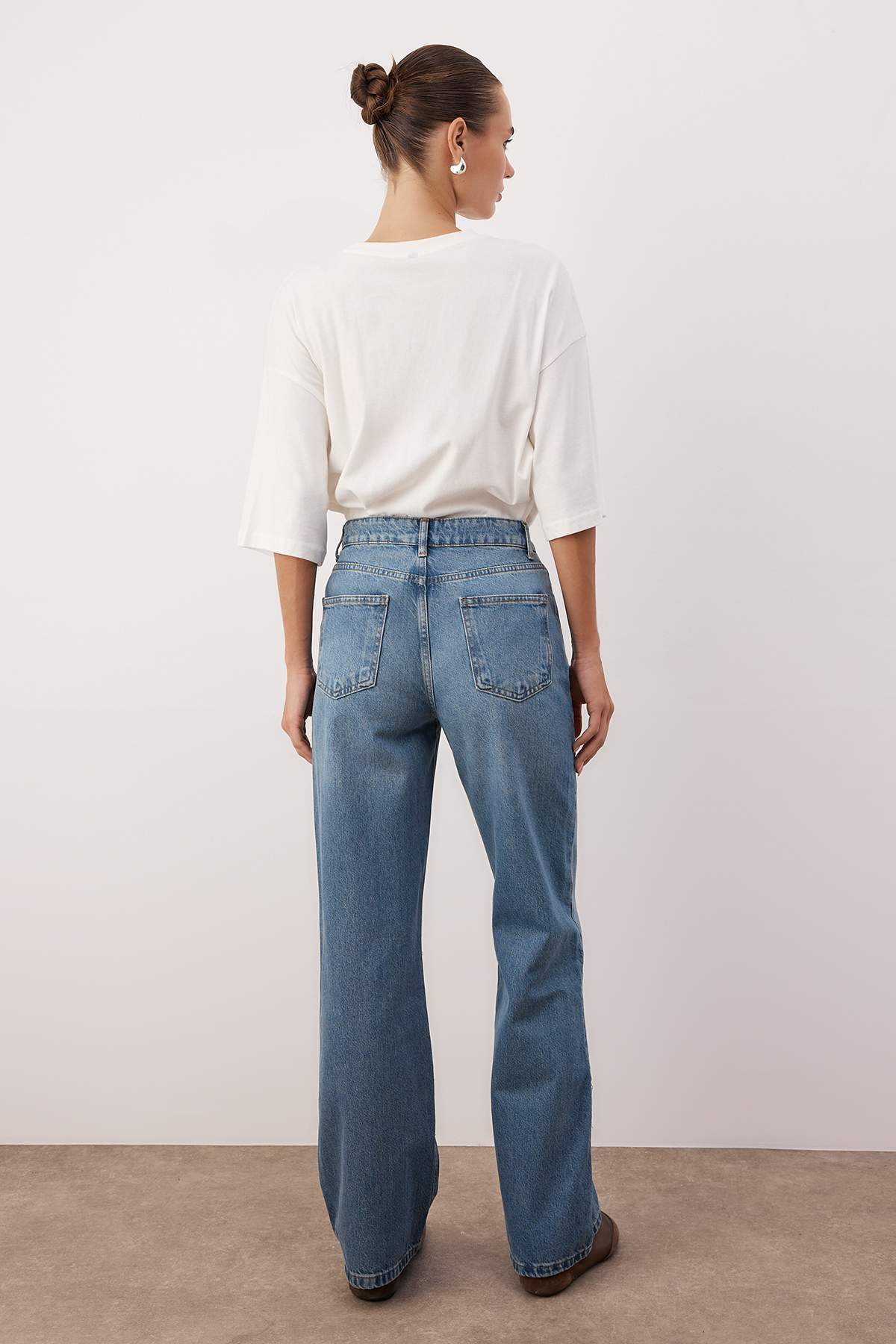 Trendyolmilla Lacivert  Yüksek Bel Wide Leg Jeans TWOAW24JE00089
