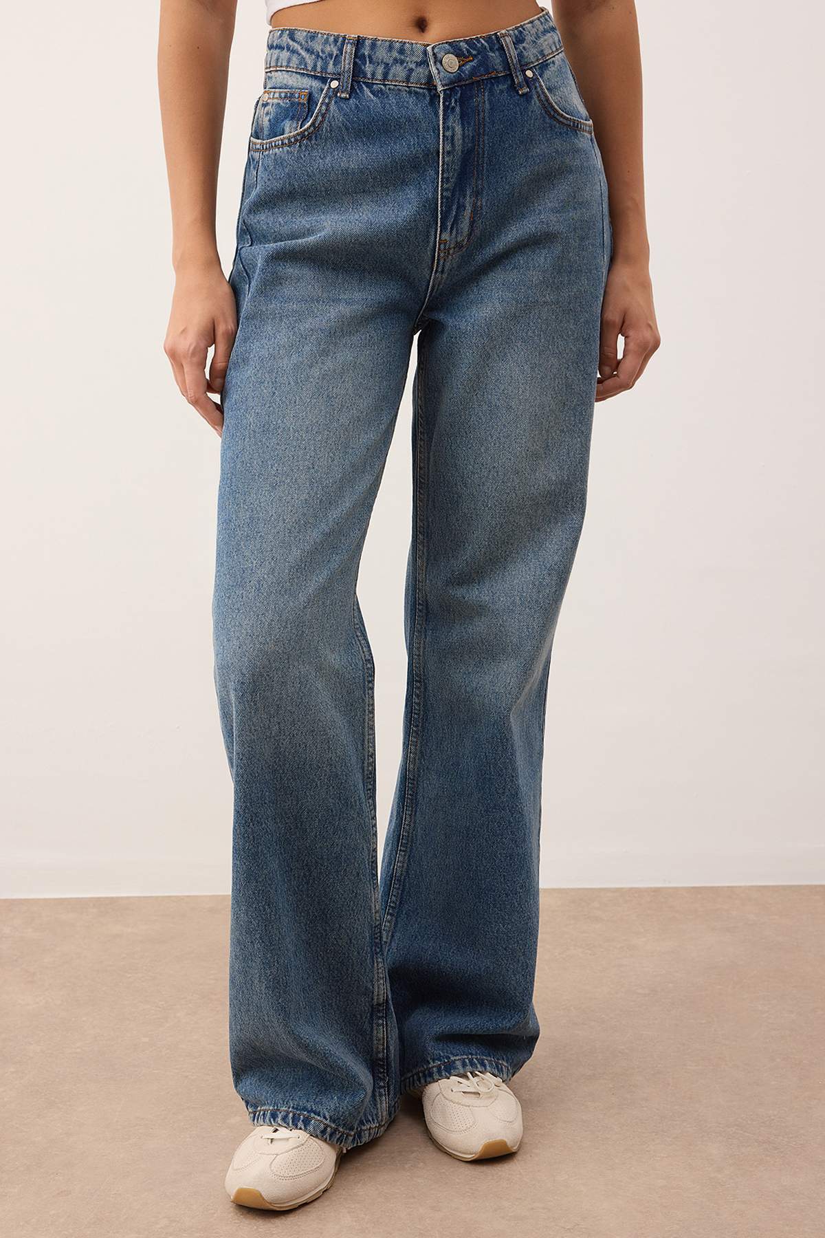Trendyolmilla Mavi*001  Yüksek Bel Wide Leg Jeans TWOAW23JE00345 الصورة الرئيسية
