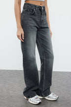 Trendyolmilla Açık Mavi-6001  Yüksek Bel Wide Leg Jeans TWOAW25JE00101