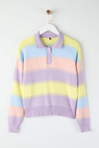 Trendyolmilla Açık Mavi Çizgili Polo Yaka Triko Kazak TWOAW22KZ0193