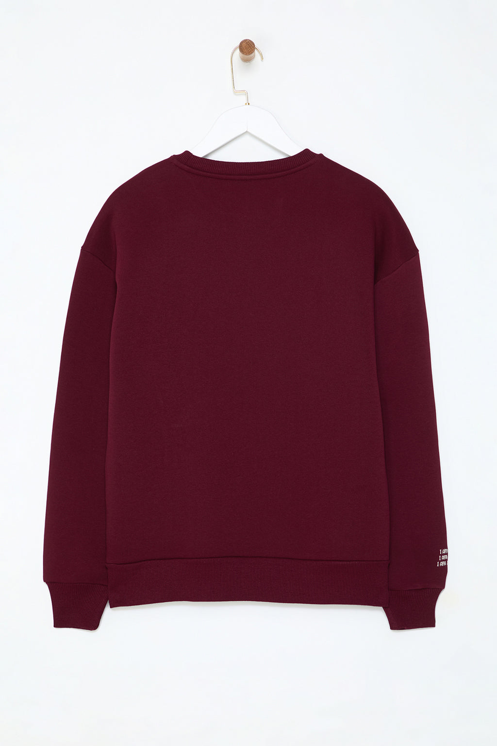 Trendyolmilla Bordo Nakışlı Regular/Normal Kalıp Kalın İçi Polarlı  Örme Sweatshirt TWOAW25SW00176