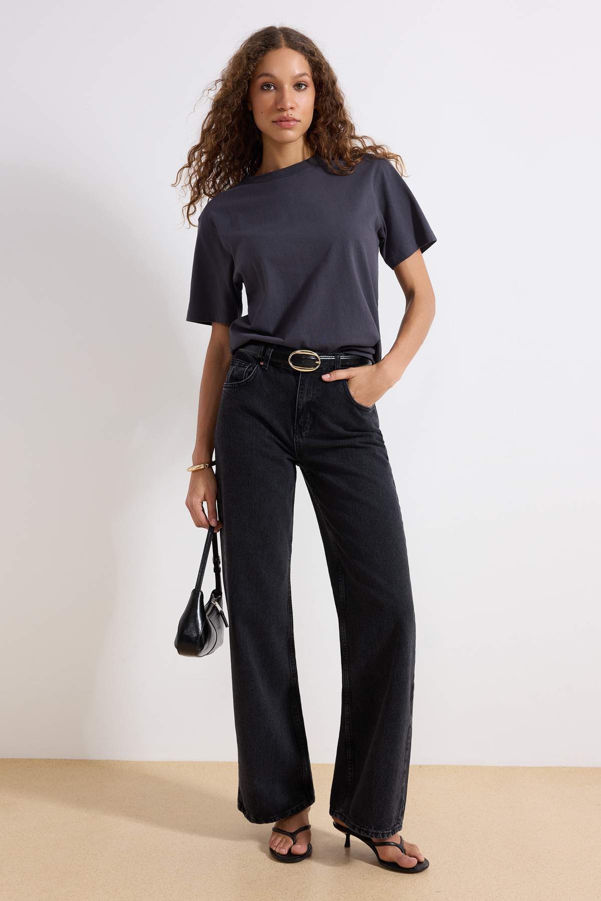 Trendyolmilla Lacivert  Yüksek Bel Wide Leg Jeans TWOAW24JE00089