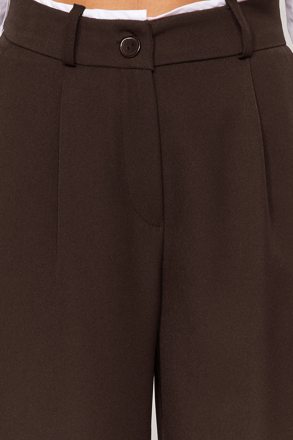 Trendyolmilla Koyu Kahverengi  Kemer Detaylı Wide Leg/Geniş Paça Dokuma Pantolon TWOAW24PL00341