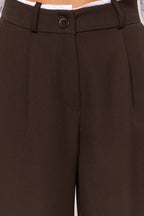 Trendyolmilla Koyu Kahverengi  Kemer Detaylı Wide Leg/Geniş Paça Dokuma Pantolon TWOAW24PL00341