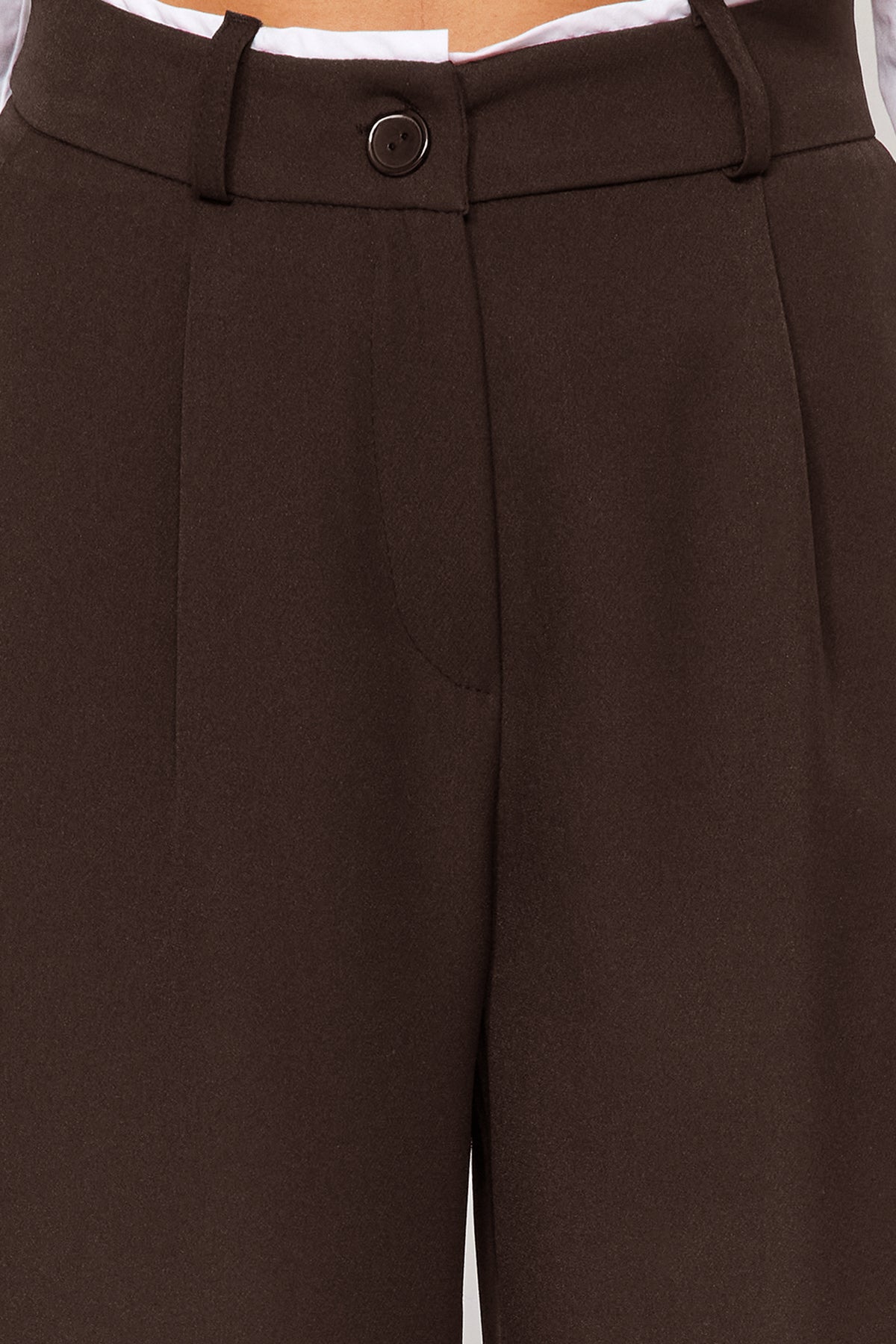 Trendyolmilla Koyu Kahverengi  Kemer Detaylı Wide Leg/Geniş Paça Dokuma Pantolon TWOAW24PL00341
