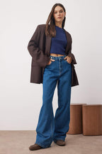 Trendyolmilla Yağ Yeşili Bel Detaylı Yüksek Bel Wide Leg Pantolon TWOAW25JE00039