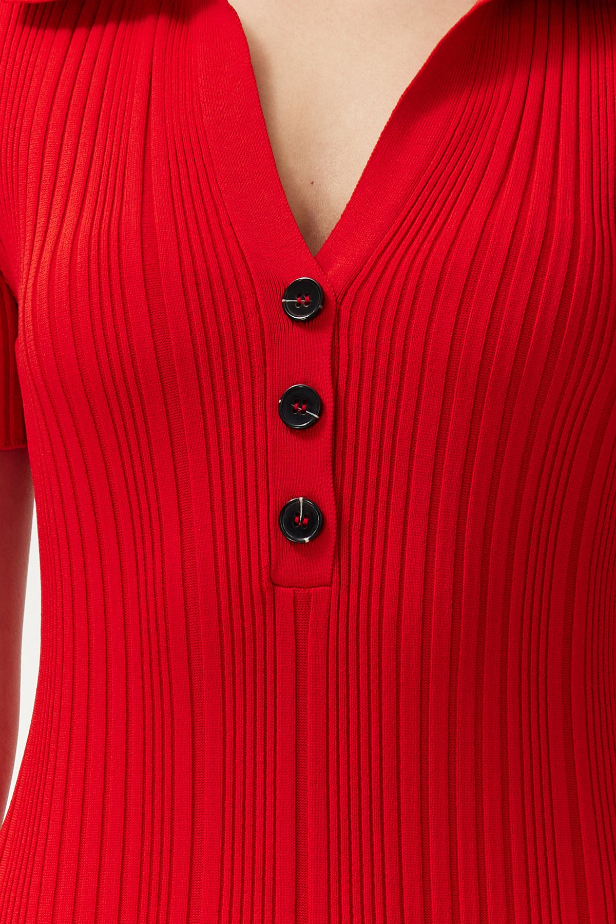 Trendyolmilla Kırmızı Midi Triko Polo Yaka Elbise TWOSS24EL00282