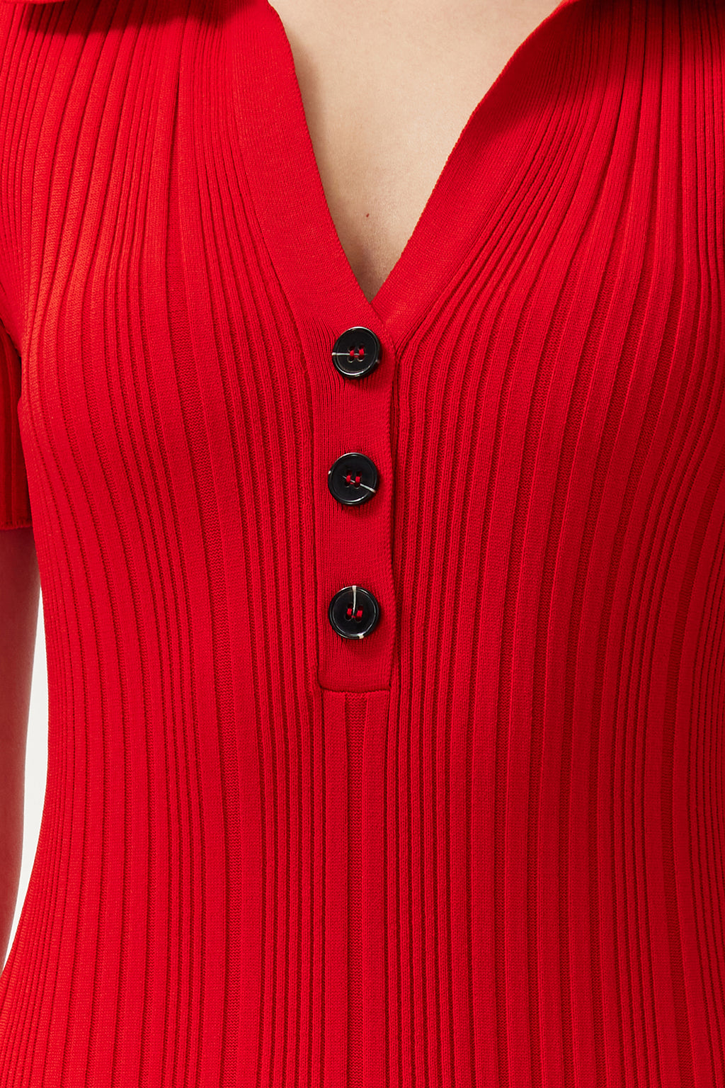 Trendyolmilla Kırmızı Midi Triko Polo Yaka Elbise TWOSS24EL00282