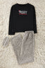Trendyolmilla Siyah Pamuklu Leopar Desenli ve Yılbaşı Temalı Uyku Bantlı Örme Pijama Takımı THMAW25PT00223