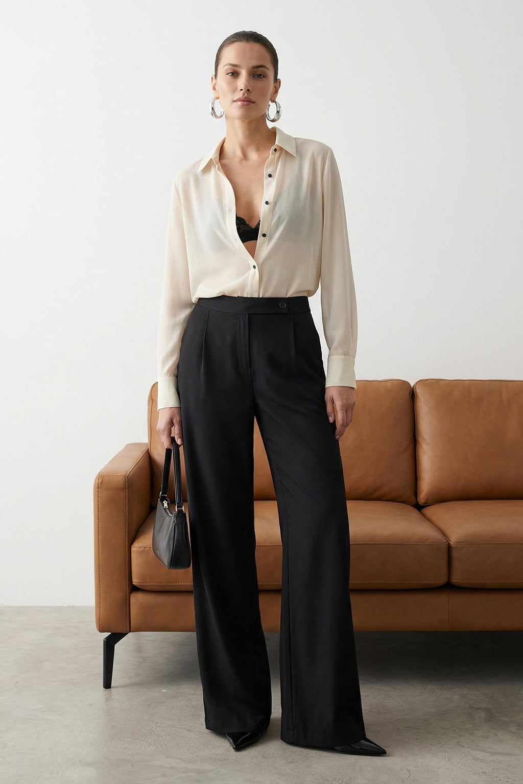 Trendyolmilla Gri Wide Leg/Geniş Paça Yüksek Bel Dokuma Pantolon TWOAW26PL00036