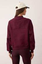 Trendyolmilla Mürdüm Premium Oversize/Geniş Kalıp Dik Yaka Kalın İçi Polarlı Örme Sweatshirt TWOAW26SW00205