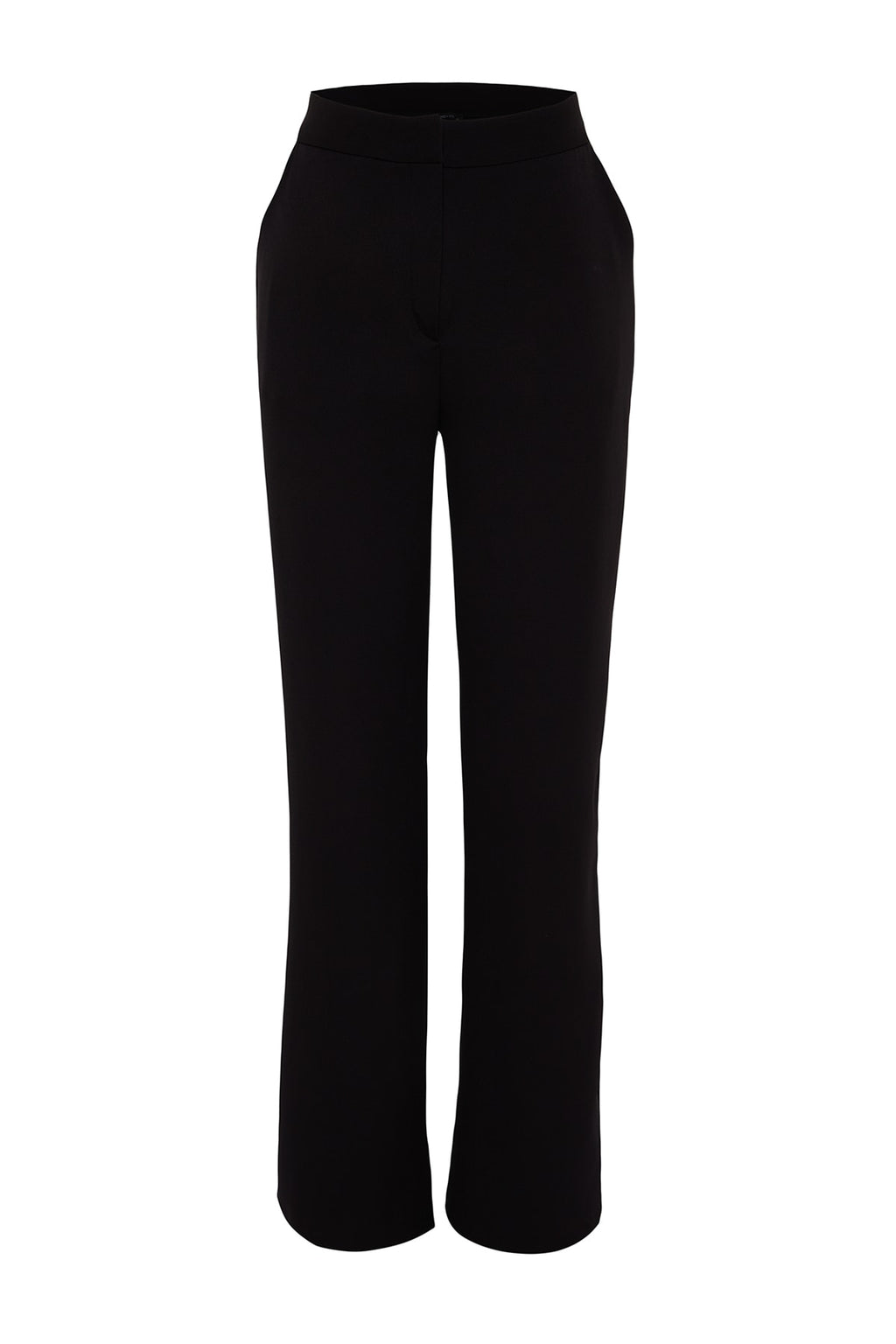 Siyah Geniş Paça Dokuma Pantolon TPRAW22PL0402