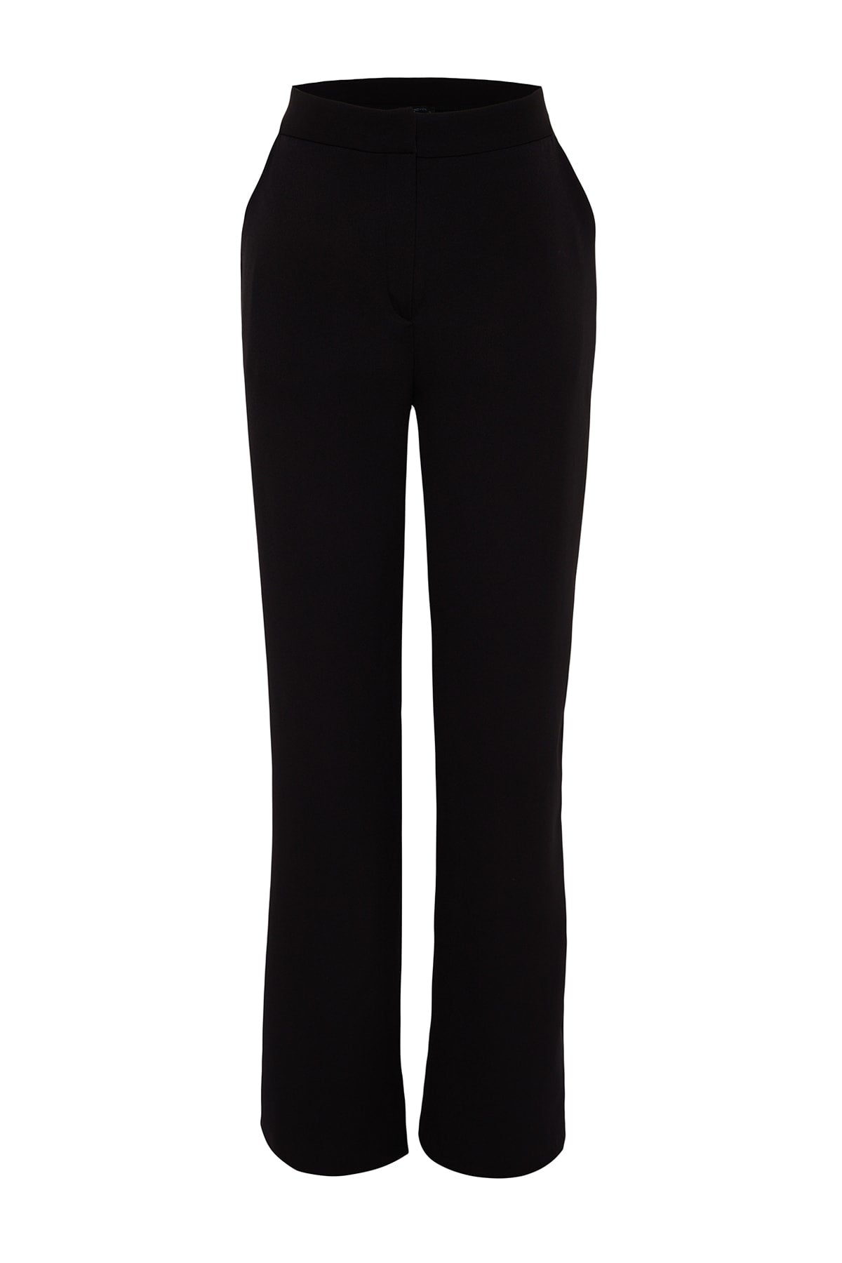 Siyah Geniş Paça Dokuma Pantolon TPRAW22PL0402
