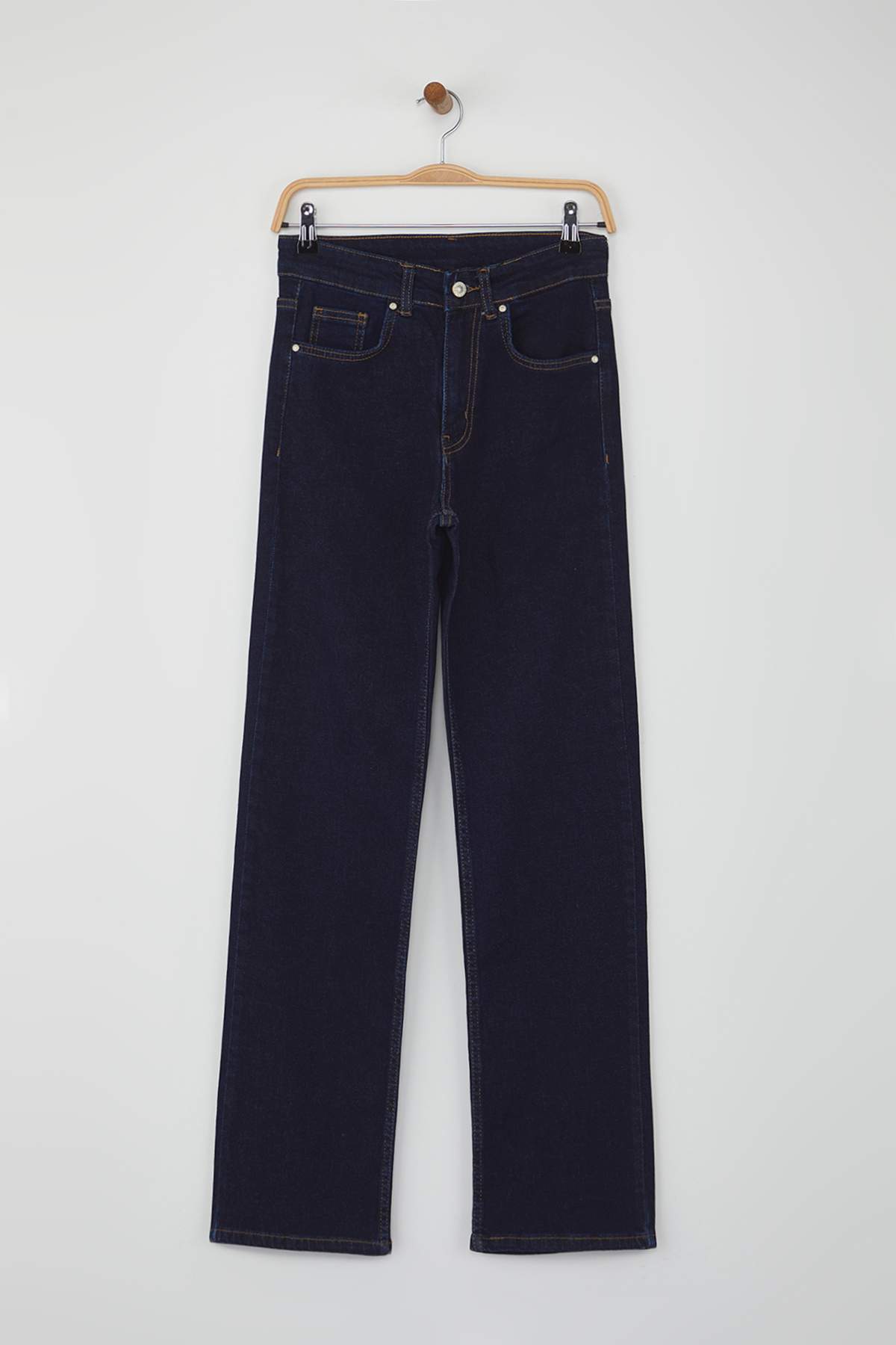 Trendyolmilla Siyah Normal Bel Geniş Paça Orta Esnek Straight Smoke Jeans TWOAW26JE00085