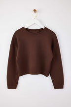 Trendyolmilla Kahverengi İnterlok Regular Sweatshirt THMAW26SW00003