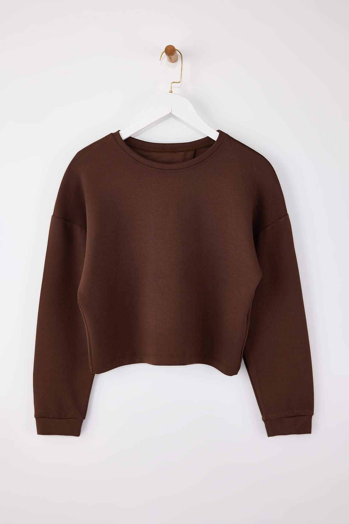 Trendyolmilla Kahverengi İnterlok Regular Sweatshirt THMAW26SW00003