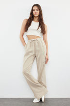 Trendyolmilla Bej More Sustainable %100 Tencel™ Beli Lastikli Yüksek Bel Jeans TWOSS24JE00203