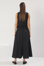 Siyah Etek Görünümlü Mat Dokulu Wide Leg Extra Geniş Paça Beli Lastikli Pantolon TWOSS25PL00101