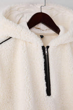 Ekru Biye Detaylı Oversize/Geniş Kalıp Peluş Kapüşonlu Kalın Örme Sweatshirt TWOAW26SW00229